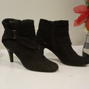 Sbicca Black Suede Ankle Booties with Side Buckle Detail
